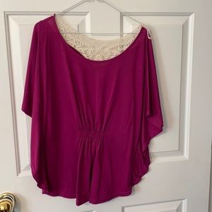 Roman Fashion plum butterfly sleeve top